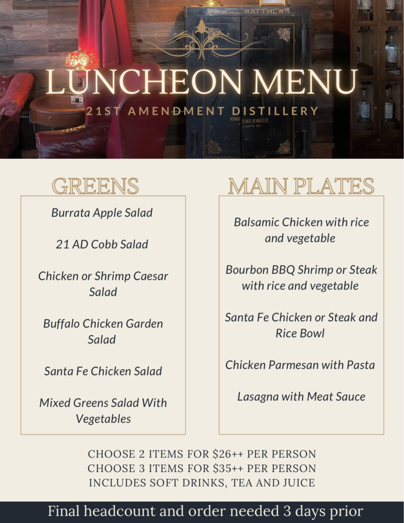 21 AD Luncheon Program Menu Options & Pricing